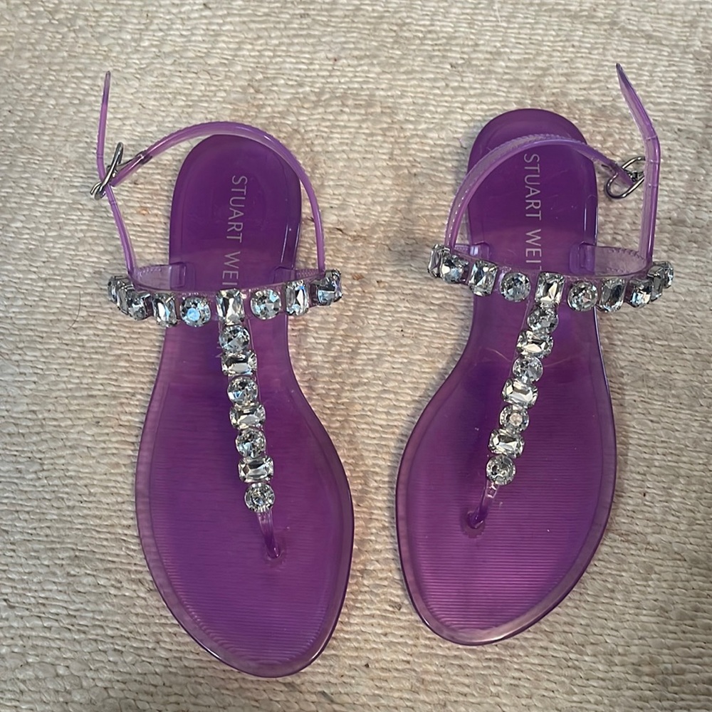 Stuart Weitzman jeweled jelly sandals